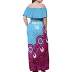 Central Queensland Rugby Custom Family Matching Off Shoulder Maxi Dress and Hawaiian Shirt Go Capras Aboriginal Art - Aussie Hoodie