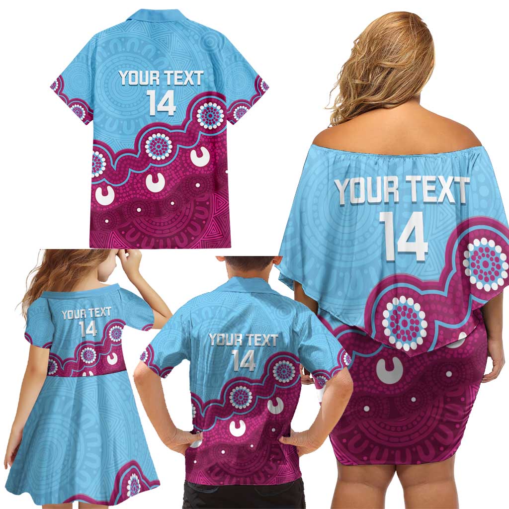 Central Queensland Rugby Custom Family Matching Off Shoulder Short Dress and Hawaiian Shirt Go Capras Aboriginal Art - Aussie Hoodie