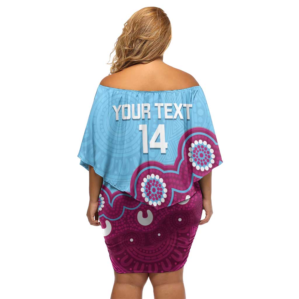 Central Queensland Rugby Custom Family Matching Off Shoulder Short Dress and Hawaiian Shirt Go Capras Aboriginal Art - Aussie Hoodie