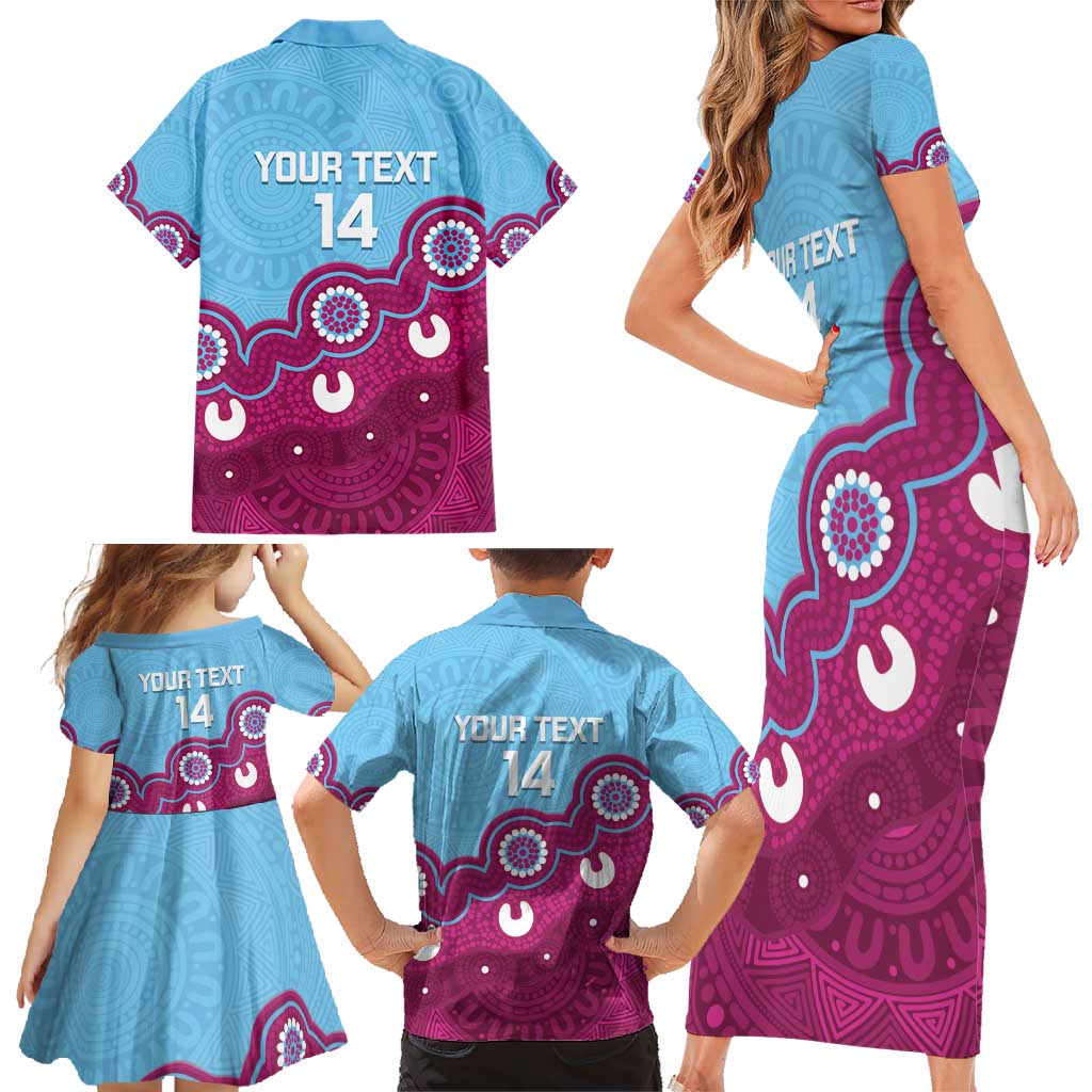 Central Queensland Rugby Custom Family Matching Short Sleeve Bodycon Dress and Hawaiian Shirt Go Capras Aboriginal Art - Aussie Hoodie