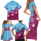 Central Queensland Rugby Custom Family Matching Short Sleeve Bodycon Dress and Hawaiian Shirt Go Capras Aboriginal Art - Aussie Hoodie