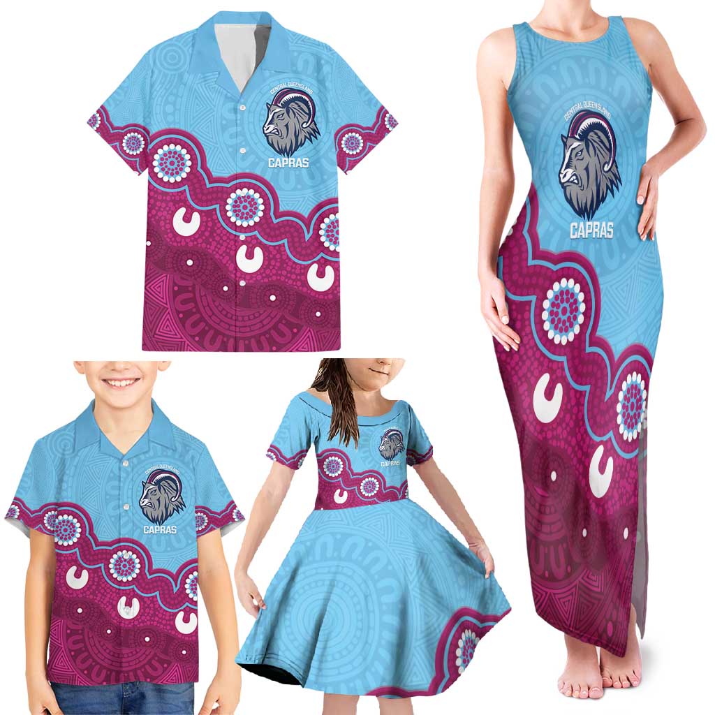 Central Queensland Rugby Custom Family Matching Tank Maxi Dress and Hawaiian Shirt Go Capras Aboriginal Art - Aussie Hoodie
