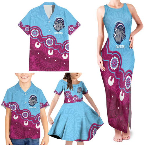 Central Queensland Rugby Custom Family Matching Tank Maxi Dress and Hawaiian Shirt Go Capras Aboriginal Art - Aussie Hoodie