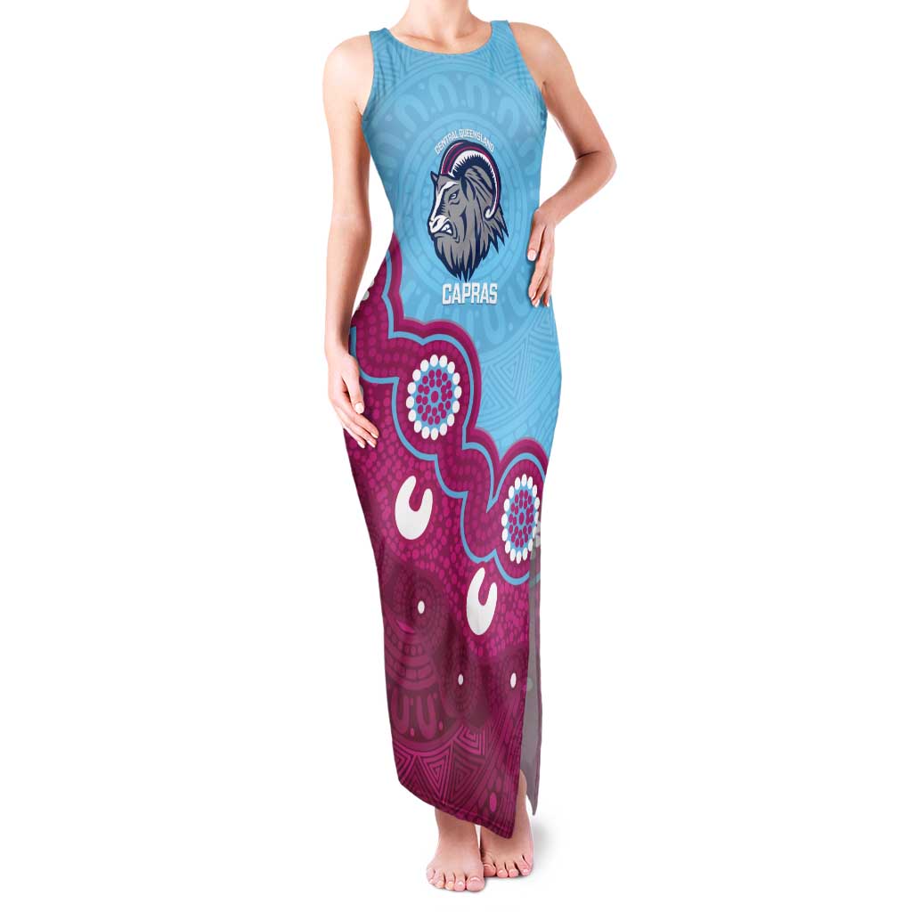 Central Queensland Rugby Custom Family Matching Tank Maxi Dress and Hawaiian Shirt Go Capras Aboriginal Art - Aussie Hoodie