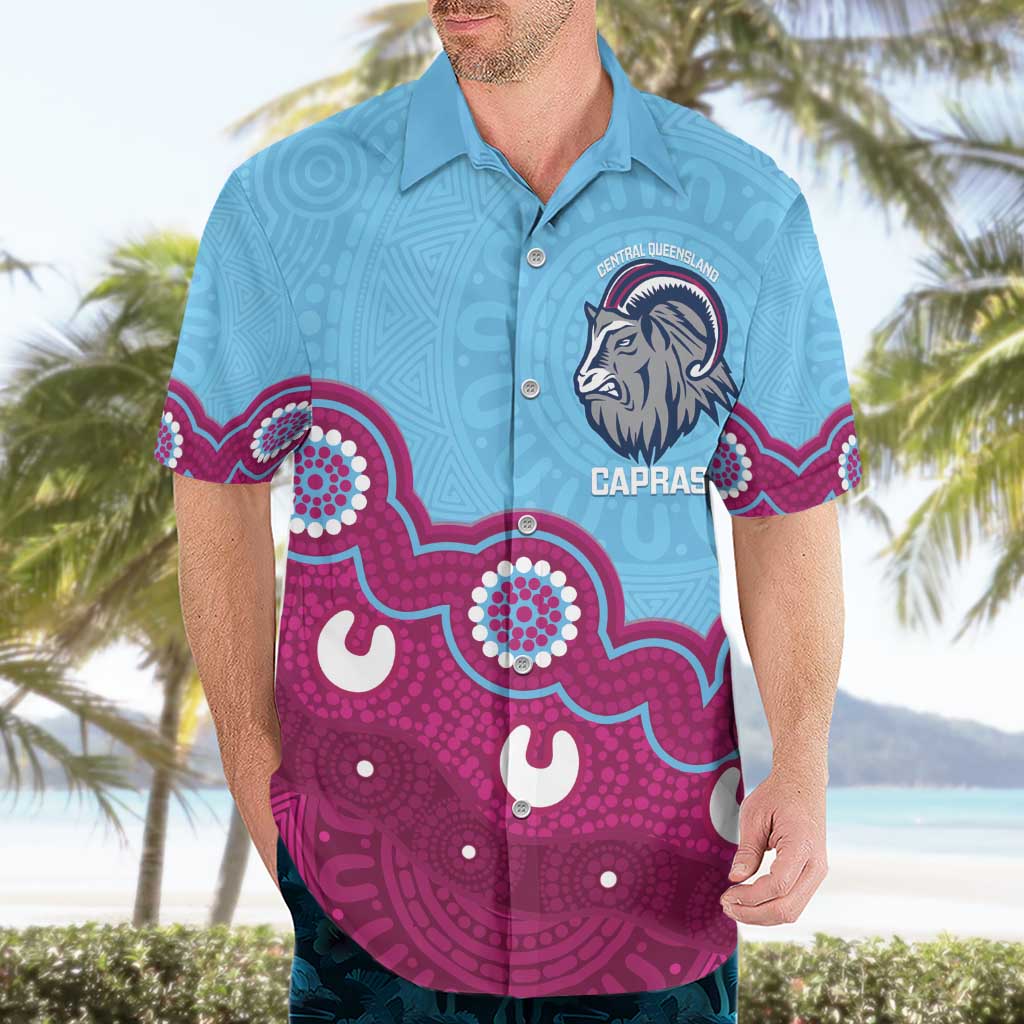 Central Queensland Rugby Custom Hawaiian Shirt Go Capras Aboriginal Art - Aussie Hoodie