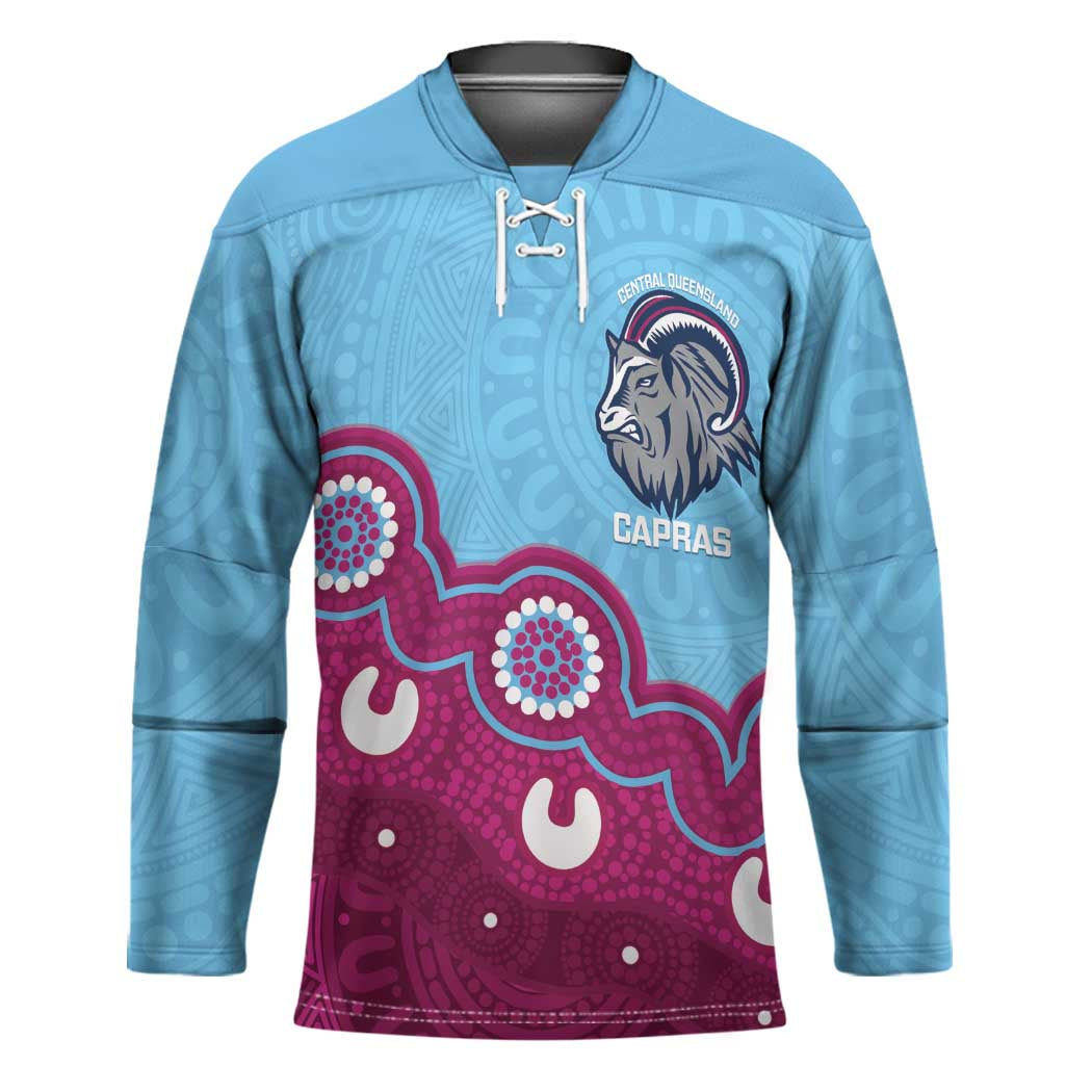 Central Queensland Rugby Custom Hockey Jersey Go Capras Aboriginal Art - Aussie Hoodie