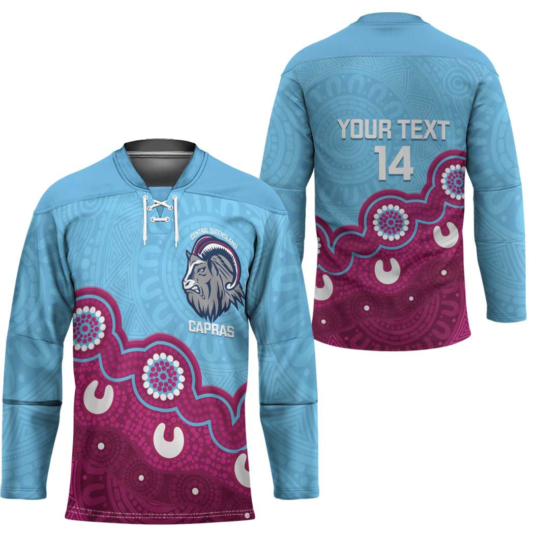 Central Queensland Rugby Custom Hockey Jersey Go Capras Aboriginal Art - Aussie Hoodie