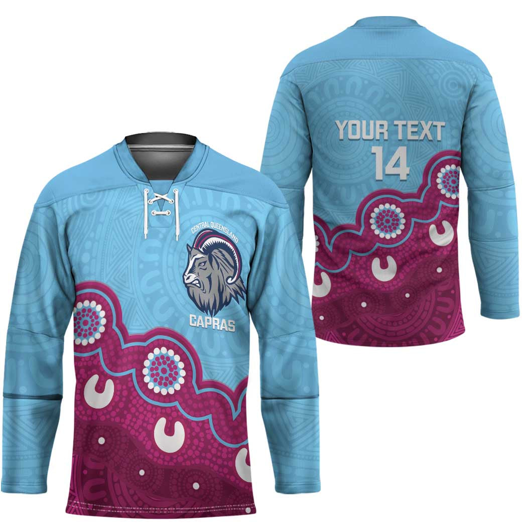 Central Queensland Rugby Custom Hockey Jersey Go Capras Aboriginal Art - Aussie Hoodie