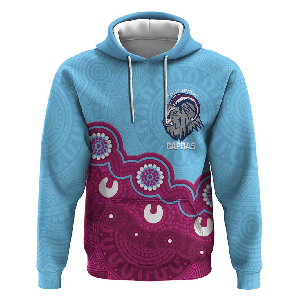 Central Queensland Rugby Custom Hoodie Go Capras Aboriginal Art - Aussie Hoodie