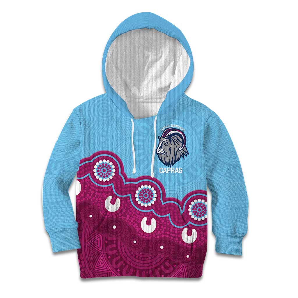 Central Queensland Rugby Custom Kid Hoodie Go Capras Aboriginal Art - Aussie Hoodie