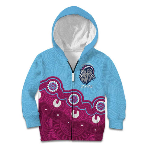 Central Queensland Rugby Custom Kid Hoodie Go Capras Aboriginal Art - Aussie Hoodie