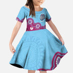 Central Queensland Rugby Custom Kid Short Sleeve Dress Go Capras Aboriginal Art - Aussie Hoodie