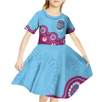 Central Queensland Rugby Custom Kid Short Sleeve Dress Go Capras Aboriginal Art - Aussie Hoodie