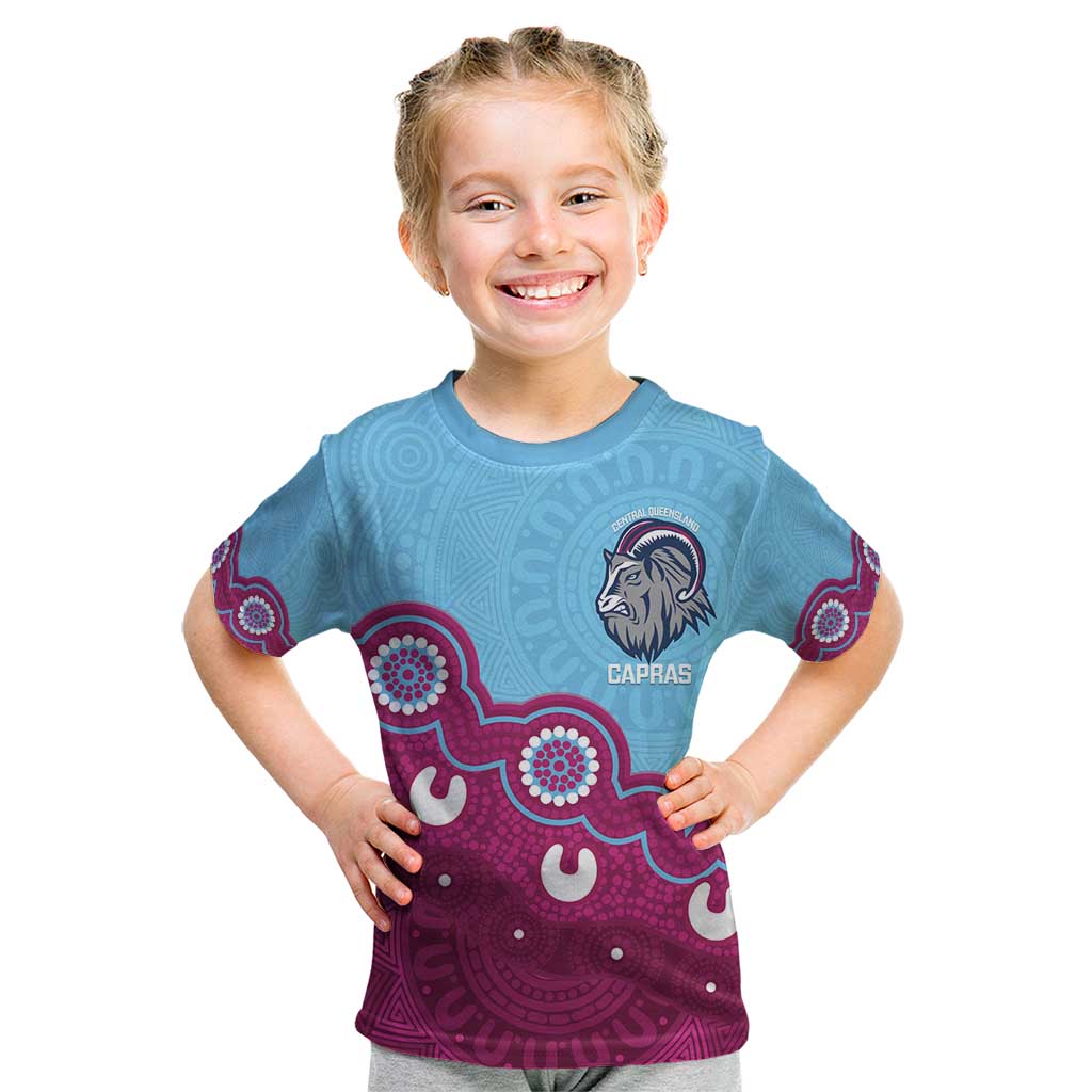 Central Queensland Rugby Custom Kid T Shirt Go Capras Aboriginal Art - Aussie Hoodie