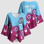 Central Queensland Rugby Custom Kimono Sleeve Blouse Go Capras Aboriginal Art - Aussie Hoodie