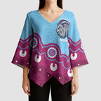 Central Queensland Rugby Custom Kimono Sleeve Blouse Go Capras Aboriginal Art - Aussie Hoodie