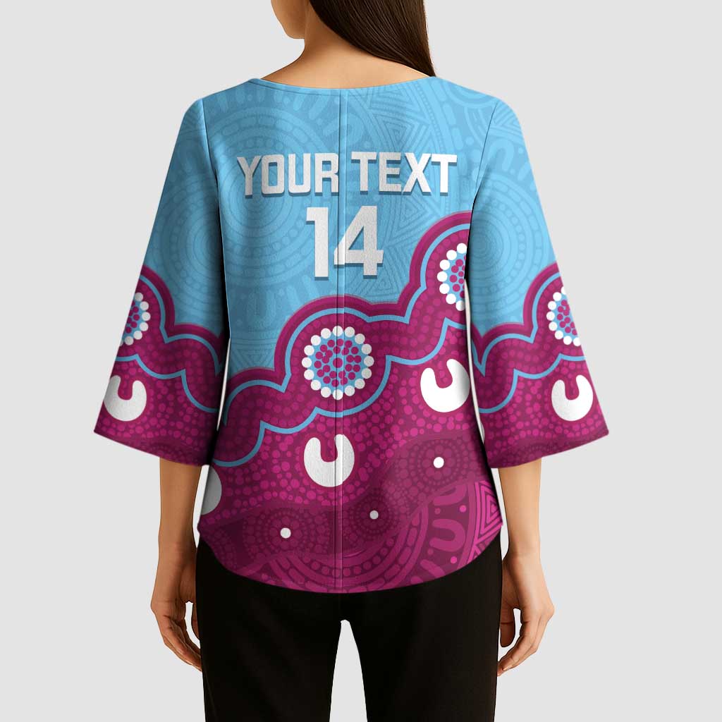 Central Queensland Rugby Custom Kimono Sleeve Blouse Go Capras Aboriginal Art - Aussie Hoodie