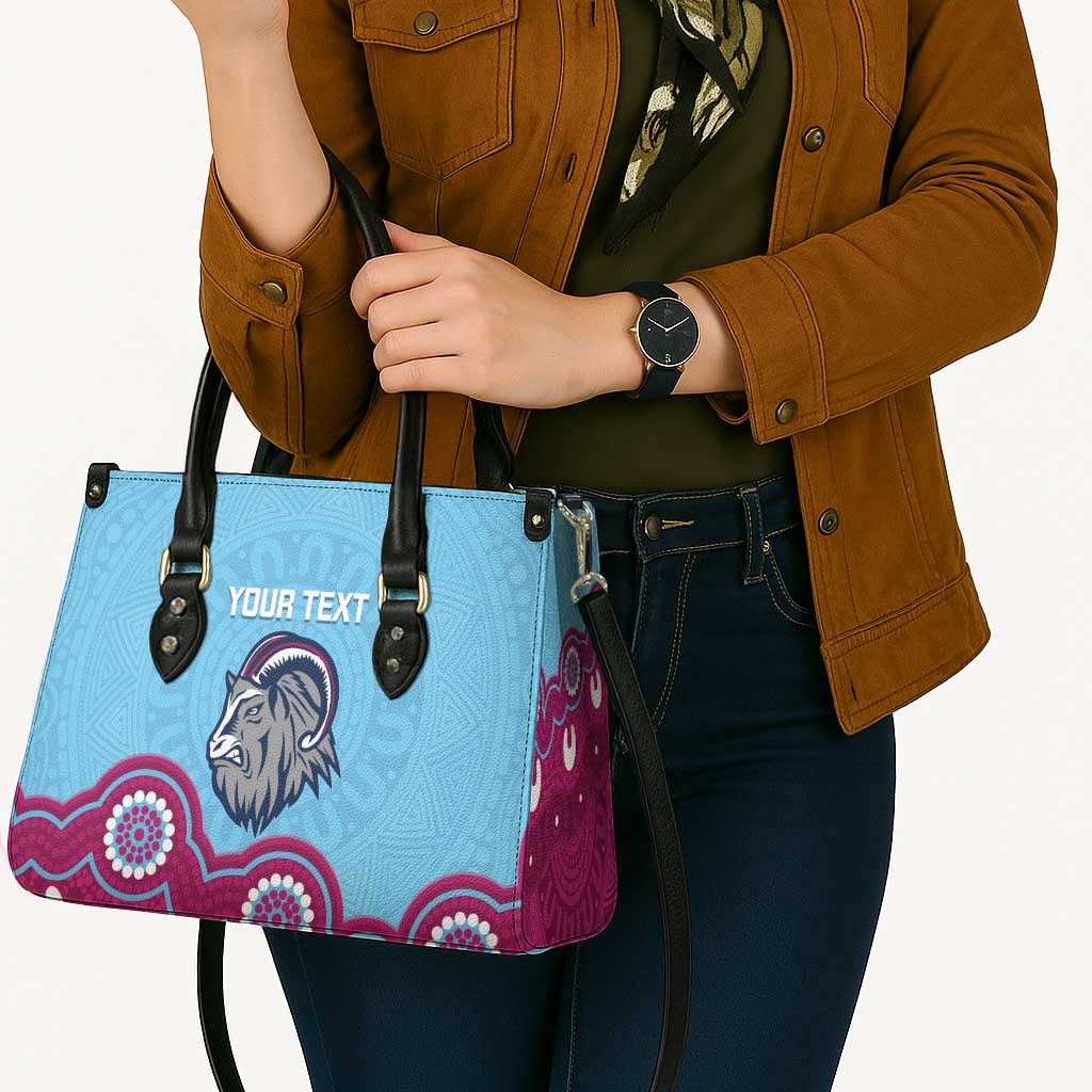 Central Queensland Rugby Custom Leather Bag Go Capras Aboriginal Art - Aussie Hoodie