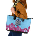 Central Queensland Rugby Custom Leather Tote Bag Go Capras Aboriginal Art - Aussie Hoodie