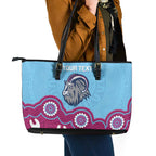 Central Queensland Rugby Custom Leather Tote Bag Go Capras Aboriginal Art - Aussie Hoodie