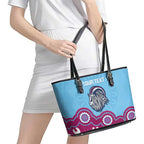 Central Queensland Rugby Custom Leather Tote Bag Go Capras Aboriginal Art - Aussie Hoodie