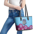 Central Queensland Rugby Custom Leather Tote Bag Go Capras Aboriginal Art - Aussie Hoodie