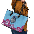 Central Queensland Rugby Custom Leather Tote Bag Go Capras Aboriginal Art - Aussie Hoodie