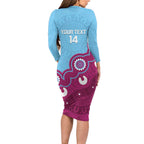 Central Queensland Rugby Custom Long Sleeve Bodycon Dress Go Capras Aboriginal Art - Aussie Hoodie