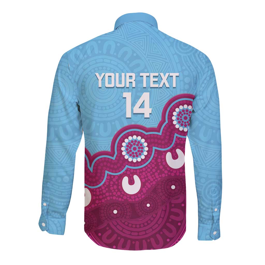 Central Queensland Rugby Custom Long Sleeve Button Shirt Go Capras Aboriginal Art - Aussie Hoodie