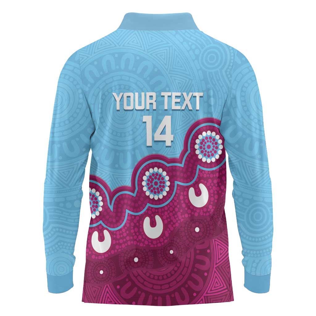 Central Queensland Rugby Custom Long Sleeve Polo Shirt Go Capras Aboriginal Art - Aussie Hoodie