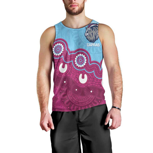 Central Queensland Rugby Custom Men Tank Top Go Capras Aboriginal Art - Aussie Hoodie