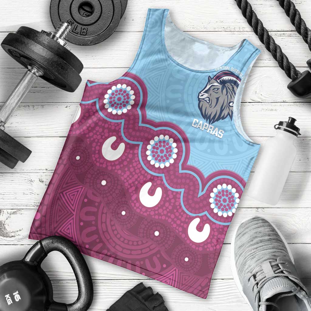 Central Queensland Rugby Custom Men Tank Top Go Capras Aboriginal Art - Aussie Hoodie