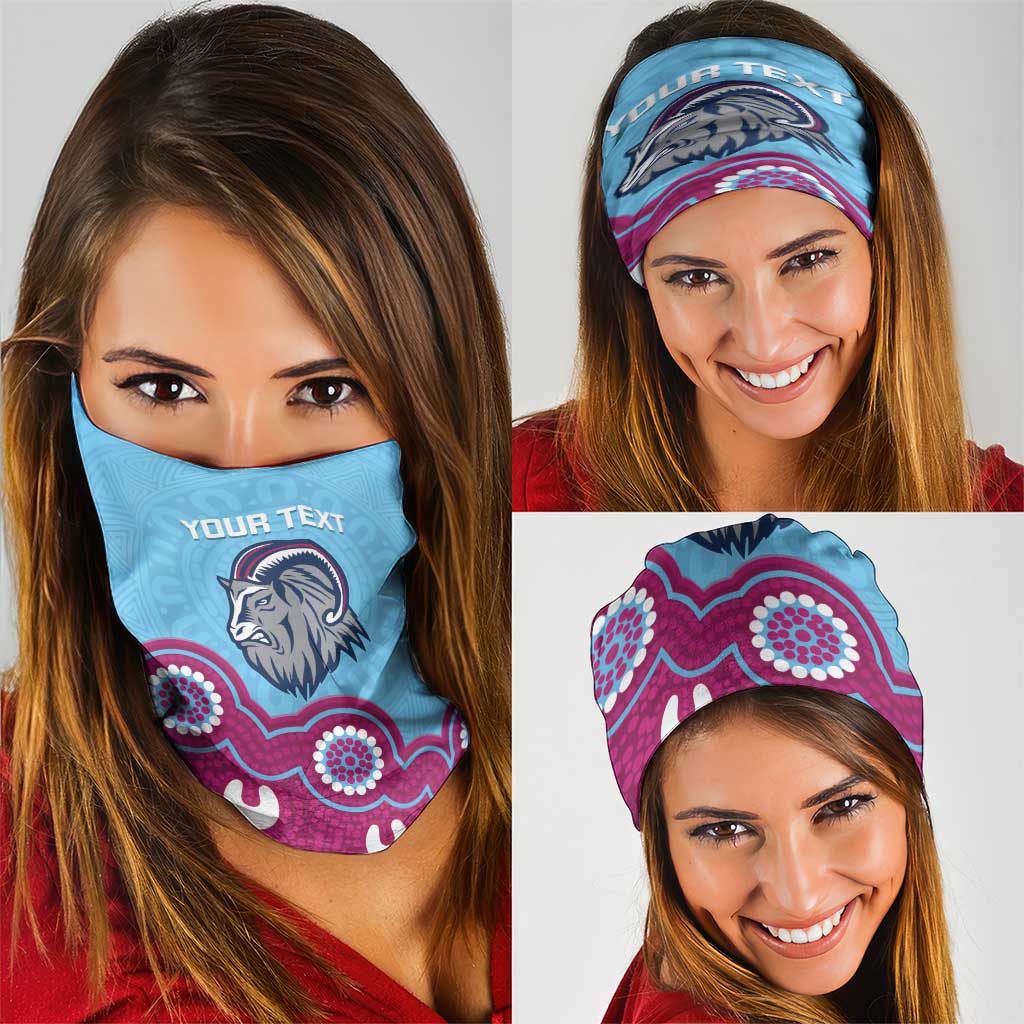 Central Queensland Rugby Custom Neck Gaiter Go Capras Aboriginal Art - Aussie Hoodie