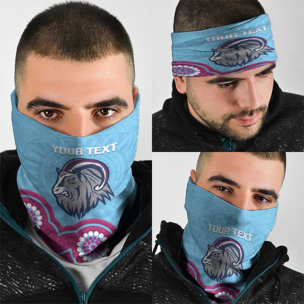 Central Queensland Rugby Custom Neck Gaiter Go Capras Aboriginal Art - Aussie Hoodie