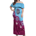 Central Queensland Rugby Custom Off Shoulder Maxi Dress Go Capras Aboriginal Art - Aussie Hoodie
