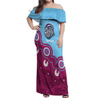 Central Queensland Rugby Custom Off Shoulder Maxi Dress Go Capras Aboriginal Art - Aussie Hoodie