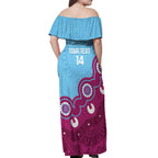 Central Queensland Rugby Custom Off Shoulder Maxi Dress Go Capras Aboriginal Art - Aussie Hoodie
