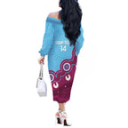 Central Queensland Rugby Custom Off The Shoulder Long Sleeve Dress Go Capras Aboriginal Art - Aussie Hoodie