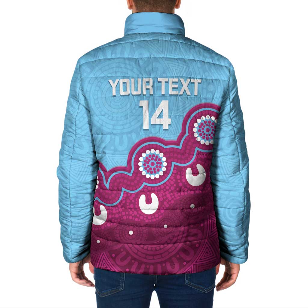 Central Queensland Rugby Custom Padded Jacket Go Capras Aboriginal Art - Aussie Hoodie