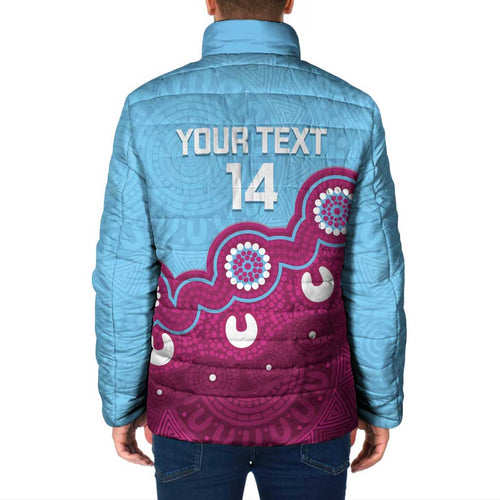 Central Queensland Rugby Custom Padded Jacket Go Capras Aboriginal Art - Aussie Hoodie