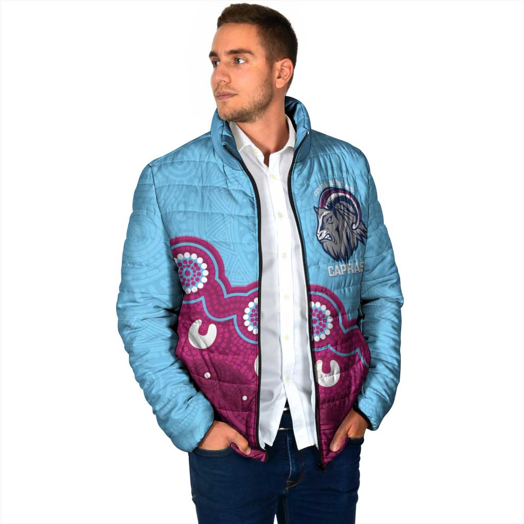 Central Queensland Rugby Custom Padded Jacket Go Capras Aboriginal Art - Aussie Hoodie