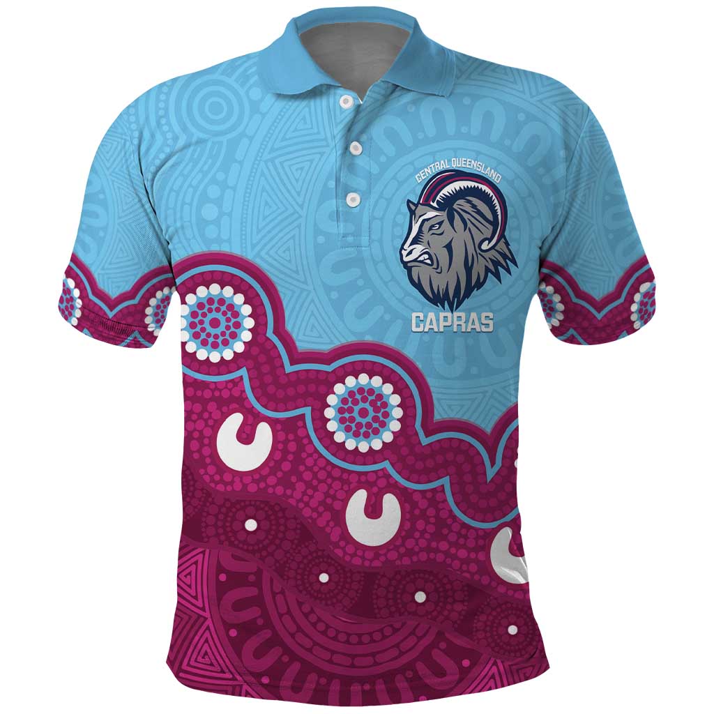 Central Queensland Rugby Custom Polo Shirt Go Capras Aboriginal Art - Aussie Hoodie