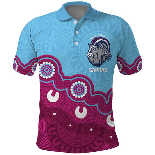 Central Queensland Rugby Custom Polo Shirt Go Capras Aboriginal Art - Aussie Hoodie