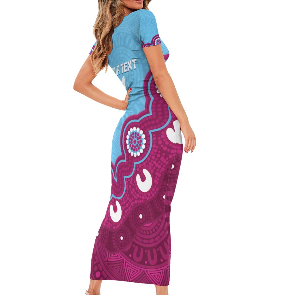 Central Queensland Rugby Custom Short Sleeve Bodycon Dress Go Capras Aboriginal Art - Aussie Hoodie