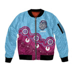 Central Queensland Rugby Custom Sleeve Zip Bomber Jacket Go Capras Aboriginal Art - Aussie Hoodie