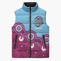 Central Queensland Rugby Custom Sleeveless Puffer Jacket Go Capras Aboriginal Art - Aussie Hoodie