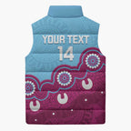 Central Queensland Rugby Custom Sleeveless Puffer Jacket Go Capras Aboriginal Art - Aussie Hoodie