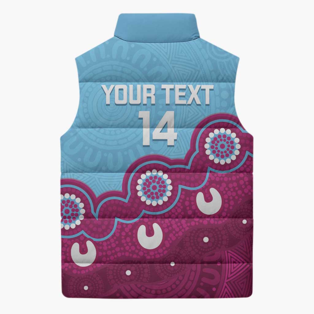 Central Queensland Rugby Custom Sleeveless Puffer Jacket Go Capras Aboriginal Art - Aussie Hoodie