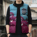 Central Queensland Rugby Custom Sleeveless Puffer Jacket Go Capras Aboriginal Art - Aussie Hoodie