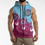 Central Queensland Rugby Custom Sleeveless Zip Hoodie Go Capras Aboriginal Art LT14